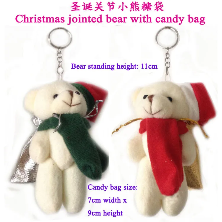 10 pcs/lot, Free Shipping 11cm Christmas bear with Candy Bag, stuffed jointed bear with candy bag, available to choose color t
10 pcs/lot, Free Shipping 11cm Christmas bear with Candy Bag, stuffed jointed bear with candy bag, available to choose color t