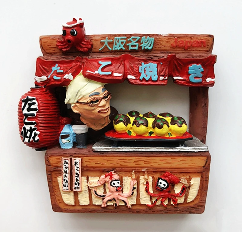 

Handmade Painted Osaka, Japan, Octopus Balls 3D Fridge Magnets Tourism Souvenirs Refrigerator Magnetic Stickers Gift