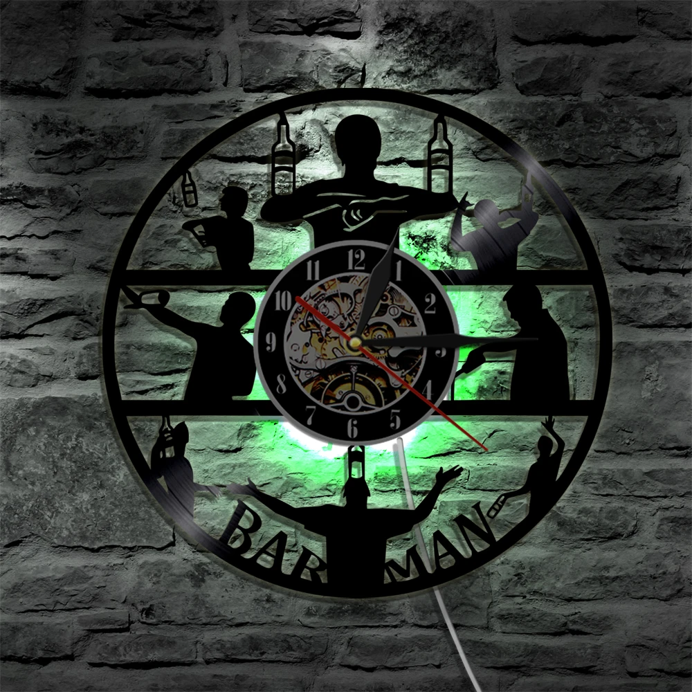 Barman Silhouette LED Backlight Modern Lighting Wall Light Bar Vinyl Record Wall Clock Wall Decor With Remote Controller
Barman Silhouette LED Backlight Modern Lighting Wall Light Bar Vinyl Record Wall Clock Wall Decor With Remote Controller