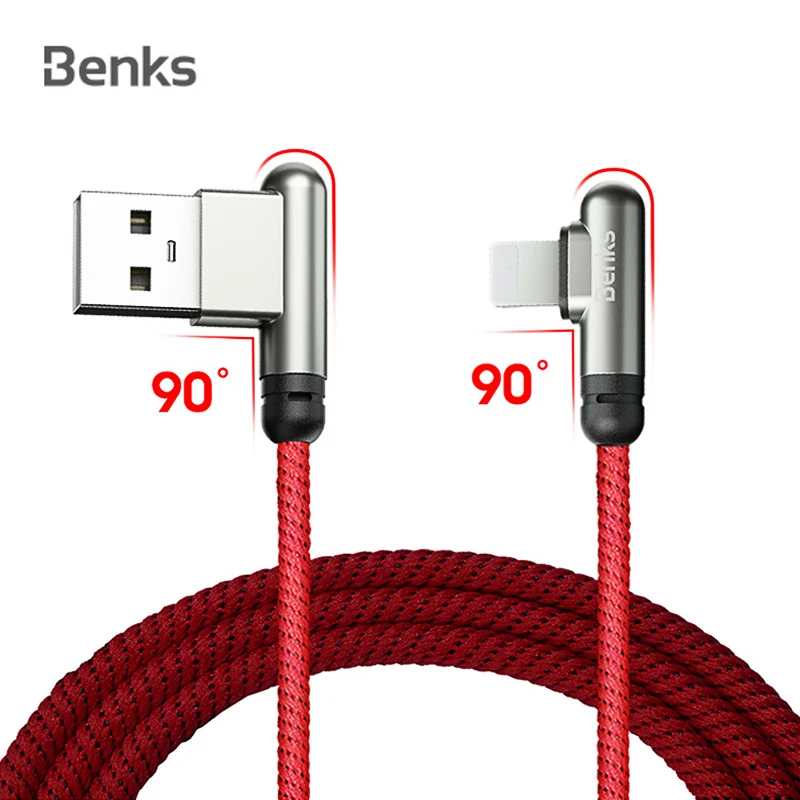 Benks USB Cable 8 Pin For iphone XS MAX XR X 8 7 6 6S 5 Plus Dual 90 Degree Bend Fast Charging Data Cables Lightning Charge Cord
Benks USB Cable 8 Pin For iphone XS MAX XR X 8 7 6 6S 5 Plus Dual 90 Degree Bend Fast Charging Data Cables Lightning Charge Cord