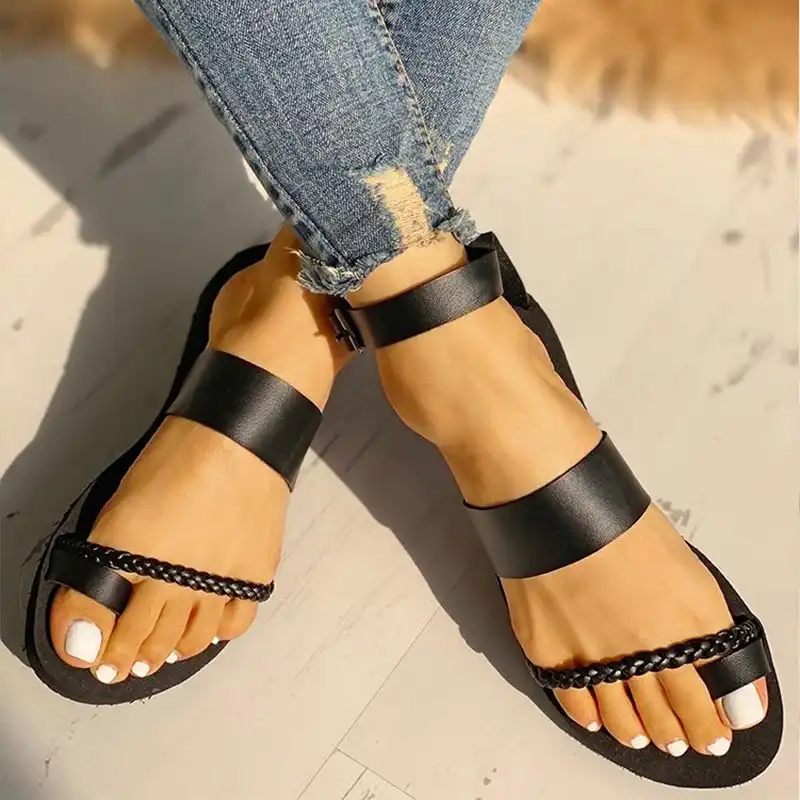 ankle strap buckle flip flop gladiator thong flat sandals