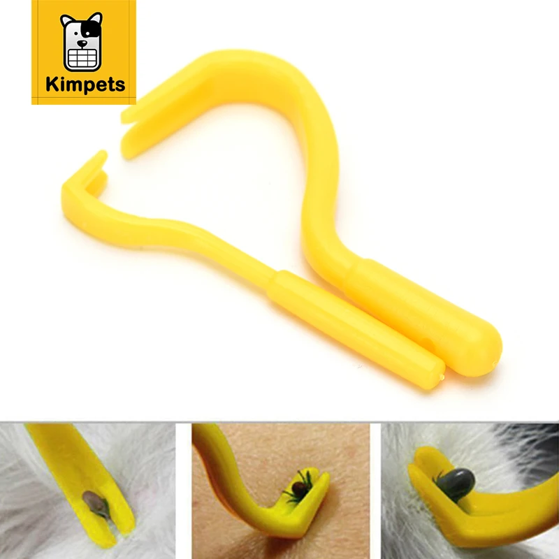 Image 50pcs set Yellow Plastic Portable 2 Sizes Louse Flea Scratching Remover Hook Tool for Human Animal Dog Pet Horse Cat Pet Product