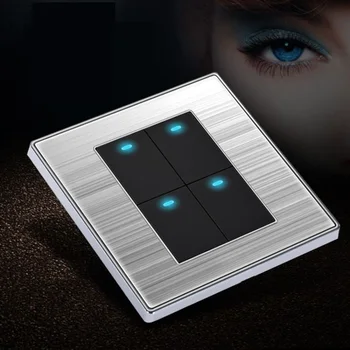 Brushed Stainless Steel Panel Click Wall Switch 4 Gang Single/Double Control Switch LED Indicator Light 86*86mm
Brushed Stainless Steel Panel Click Wall Switch 4 Gang Single/Double Control Switch LED Indicator Light 86*86mm