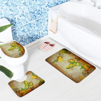 3pcs Bathroom Mat Set Countries Continents World Map Pattern Bath Mat Non Slip Shower Mat and Toilet Mat Sets
3pcs Bathroom Mat Set Countries Continents World Map Pattern Bath Mat Non Slip Shower Mat and Toilet Mat Sets