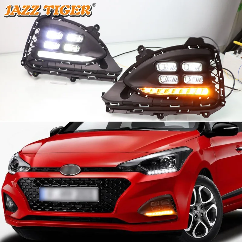 JAZZ TIGER 2PCS Flowing Yellow Turn Signal Function 12V Car DRL LED Daytime Running Light LED Fog Lamp For Hyundai I20 2018 2019
JAZZ TIGER 2PCS Flowing Yellow Turn Signal Function 12V Car DRL LED Daytime Running Light LED Fog Lamp For Hyundai I20 2018 2019