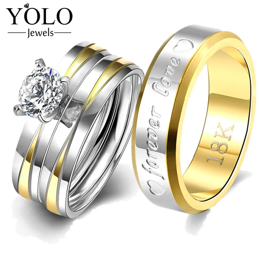YOLO Jewels Luxury Stainless Steel Couple Rings Shining Cubic Zirconia Ring Suitable for Wedding and Engagement Forever Love
YOLO Jewels Luxury Stainless Steel Couple Rings Shining Cubic Zirconia Ring Suitable for Wedding and Engagement Forever Love
