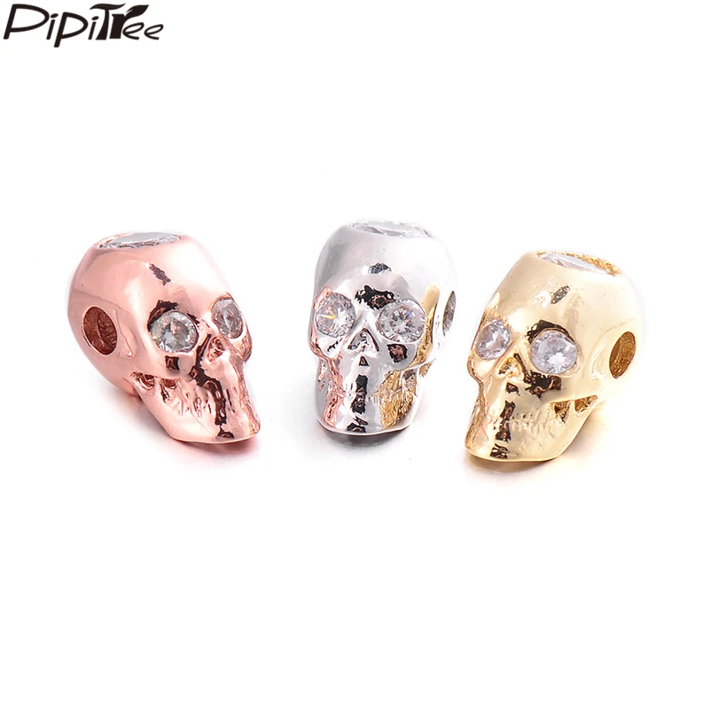 Pipitree 5pcs/lot Wholesale Zircon Skull Beads Jewelry Making Copper Metal DIY Skull Charms fit Bracelet Pendant Nickle Free
Pipitree 5pcs/lot Wholesale Zircon Skull Beads Jewelry Making Copper Metal DIY Skull Charms fit Bracelet Pendant Nickle Free