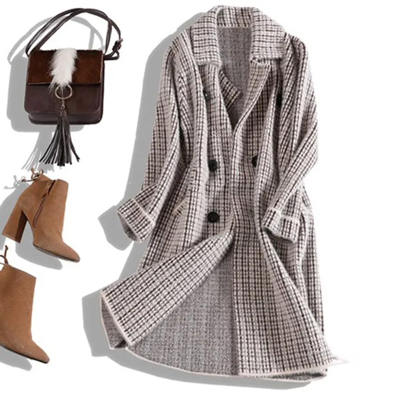 Autumn Winter Wool Coats Women Long Jacket Overcoat 2019 New Female Loose Double-breasted grid Woolen Jacket Coat Women 978
Autumn Winter Wool Coats Women Long Jacket Overcoat 2019 New Female Loose Double-breasted grid Woolen Jacket Coat Women 978
