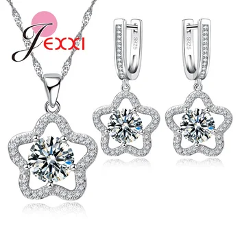Hollow Star Design With Shining Crystal Stone Jewelry Set Silver Color Necklace Earrings Set For Women Bridal Party
Hollow Star Design With Shining Crystal Stone Jewelry Set Silver Color Necklace Earrings Set For Women Bridal Party