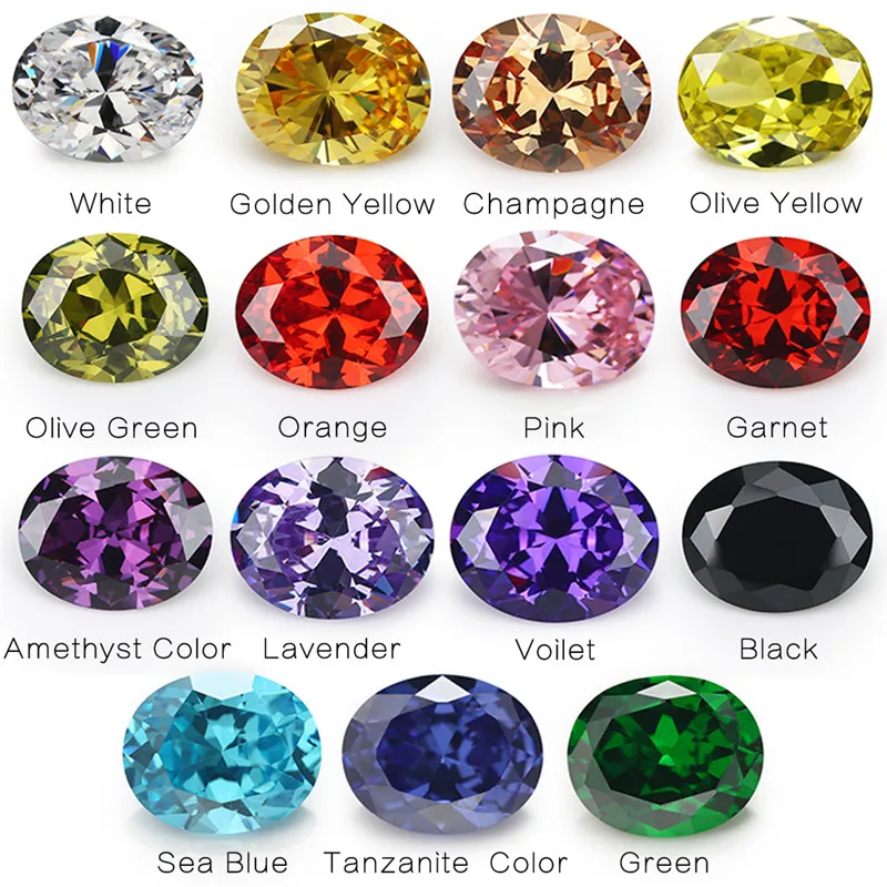 

1PCS Per Colors Total 15pcs Size 4x6mm ~ 10x12mm Oval Shape Loose Cubic Zirconia Stone CZ