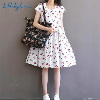 Large Size Loose Short-sleeved Dress Women 2018 Summer Korean Sweet Small Fresh Cherry Printing Cotton Silk Feminine Dress LD208
Large Size Loose Short-sleeved Dress Women 2018 Summer Korean Sweet Small Fresh Cherry Printing Cotton Silk Feminine Dress LD208