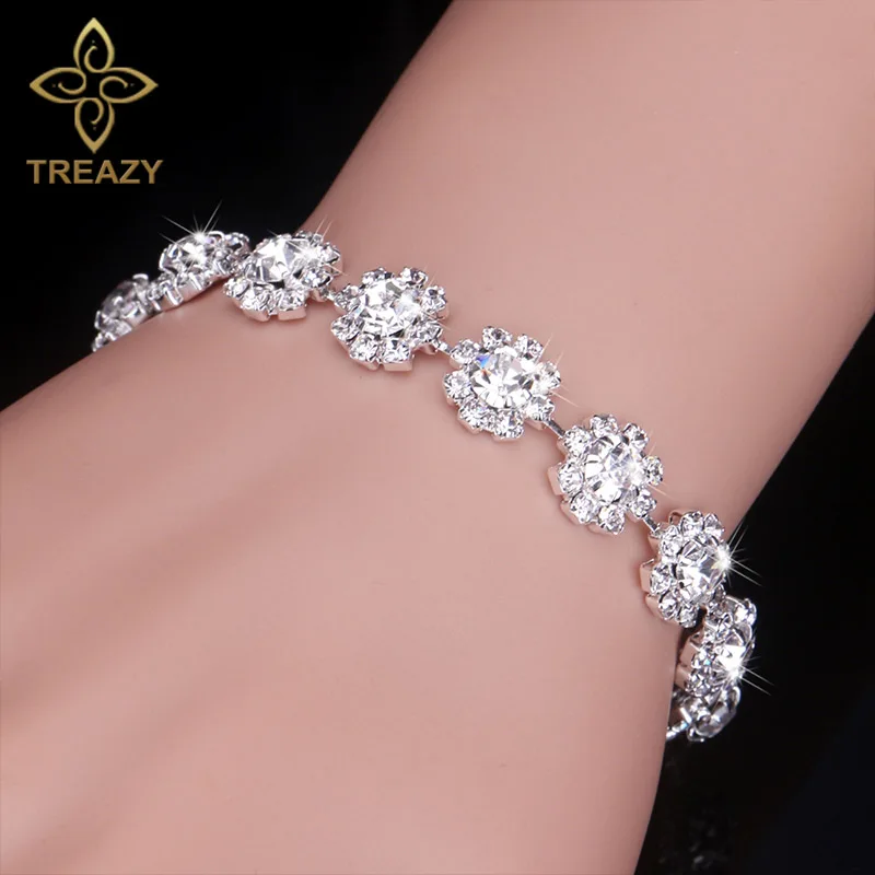 TREAZY Silver Color Crystal Bracelets for Women Floral Bridal Bracelets & Bangles Wedding Engagement Jewelry
TREAZY Silver Color Crystal Bracelets for Women Floral Bridal Bracelets & Bangles Wedding Engagement Jewelry