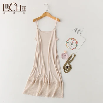 2020 Pure Color Women Nature Silk Nightgowns O-Neck Lace Hem Sleeveless Ladies Slim Sleepwear Elegant Night Skirt
2020 Pure Color Women Nature Silk Nightgowns O-Neck Lace Hem Sleeveless Ladies Slim Sleepwear Elegant Night Skirt