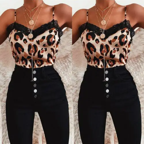 Women Summer Lace Camis Sleeveless Strap Chic Crop Top Vest Tank Casual Leopard Print Shirt Sexy Ladies Tops
Women Summer Lace Camis Sleeveless Strap Chic Crop Top Vest Tank Casual Leopard Print Shirt Sexy Ladies Tops