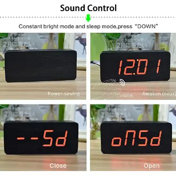 LED Electronic Alarm Clock Voice Control Bell Night Glow Wooden Introduction Craft Digital Display Date + Time Office Home Gift
LED Electronic Alarm Clock Voice Control Bell Night Glow Wooden Introduction Craft Digital Display Date + Time Office Home Gift