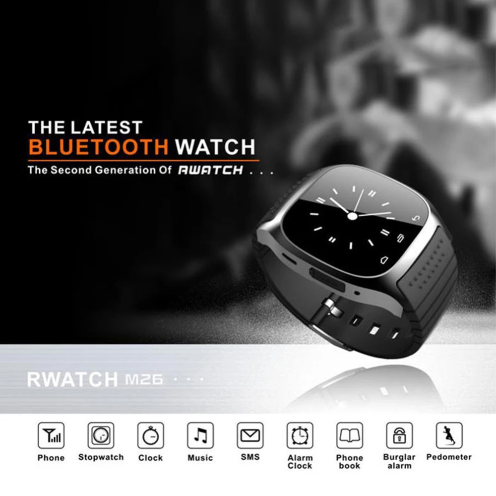Sport Bluetooth Smart Watch Luxury Wristwatch M26 with Dial SMS Remind Pedometer for Samsung LG HTC IOS Android Phone
Sport Bluetooth Smart Watch Luxury Wristwatch M26 with Dial SMS Remind Pedometer for Samsung LG HTC IOS Android Phone