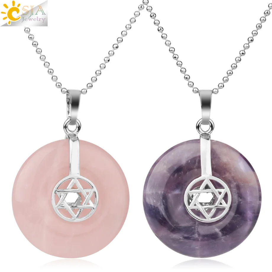 CSJA Mogen Star of David Pendant Natural Stone Pink Purple Crystal Quartz Jewish Hexagram Charms Healing Women Men Necklace G143
CSJA Mogen Star of David Pendant Natural Stone Pink Purple Crystal Quartz Jewish Hexagram Charms Healing Women Men Necklace G143