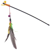 Pet Cat Teaser Multi Color Bird Feather plush Cat Wand Cat Catcher Teaser Stick Cat interactive