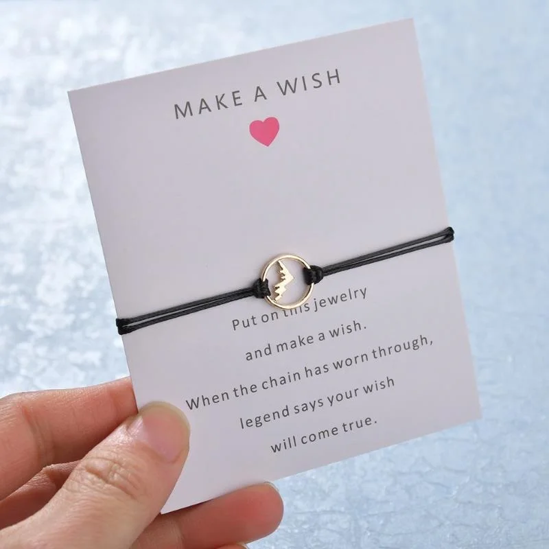 2019 NEW Make A Wish card statement bracelet simple elegant 7 color rope adjustable chain Mountain shape pendant Bracelet women
2019 NEW Make A Wish card statement bracelet simple elegant 7 color rope adjustable chain Mountain shape pendant Bracelet women
