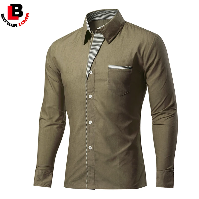 BATTERLOVER 2017 New Shirts Men Summer Camisa Masculina Slim Shirt Mans Causal Shirt Cotton Dress Shirts Fashion Spring Plus