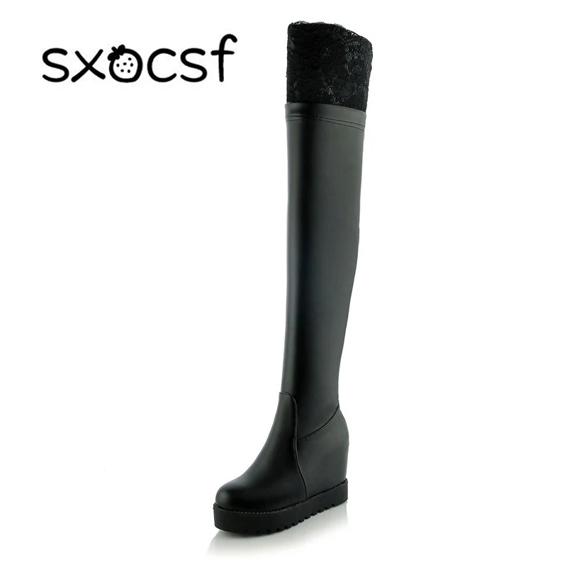 Plus Size 34-43 Autumn Winter Over Knee-High Wedges Platform Sweet Lace Boots Women Girls Sexy Long Boots Lady Shoes Botas Black
Plus Size 34-43 Autumn Winter Over Knee-High Wedges Platform Sweet Lace Boots Women Girls Sexy Long Boots Lady Shoes Botas Black