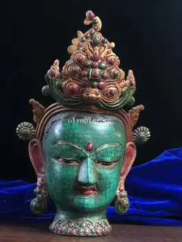 12''Nepal tibet bronze gold inlay Turquoise coral gem Sakyamuni buddha head mask
12''Nepal tibet bronze gold inlay Turquoise coral gem Sakyamuni buddha head mask