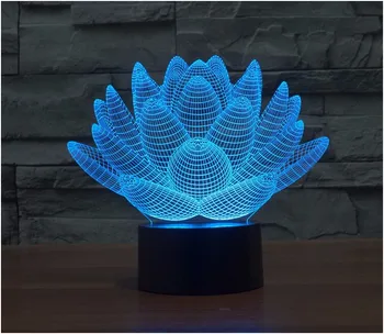 

7 color changing Touch Lotus 3D colorful night light strange stereoscopic Flower visual illusion lamp LED lamp Decor light