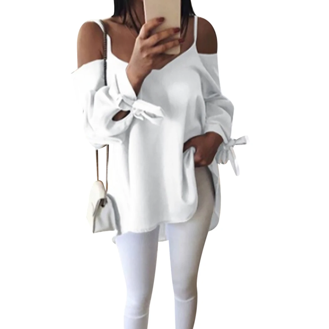 Long Sleeve Bow Tie Blouses Shirt Women Chiffon Tops Cold Shoulder Plus Size Sexy Autumn Loose Shirts Mujer Blusas Feminina 2018
Long Sleeve Bow Tie Blouses Shirt Women Chiffon Tops Cold Shoulder Plus Size Sexy Autumn Loose Shirts Mujer Blusas Feminina 2018