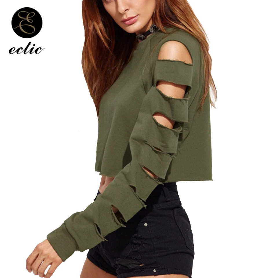 Ripped T Shirts With Holes Vetement Femme 2019 Cropped Casual Army Green Shirt Crop Top Long Sleeve Women Hollow Top
Ripped T Shirts With Holes Vetement Femme 2019 Cropped Casual Army Green Shirt Crop Top Long Sleeve Women Hollow Top