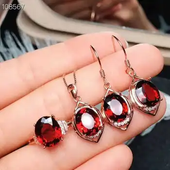 Natural red garnet Ring Pendant Earrings Natural gemstone Jewelry Set 925 Silver Lovely water drop Women wedding gift jewelry
Natural red garnet Ring Pendant Earrings Natural gemstone Jewelry Set 925 Silver Lovely water drop Women wedding gift jewelry