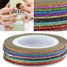 1mm 12 couleur paillettes ongles décapant ligne autocollant bande Set Art décorations bricolage conseils pour vernis à ongles Gel strass Decorat 2018 Rm(China)
