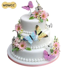 100 pièces fleurs de papillon mixtes comestibles glutineux gaufrette papier de riz gâteau Cupcake Toppers gâteau décoration anniversaire mariage gâteau outil(China)