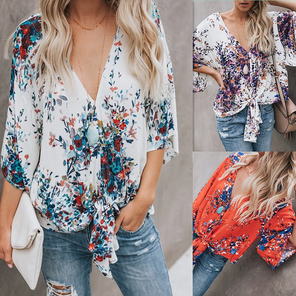 Ladies Chiffon Tops and Blouses Floral Print Women Shirt V-neck Sexy Blusa Femme Casual Loose Tops Plus Size Office Blouse 2019
Ladies Chiffon Tops and Blouses Floral Print Women Shirt V-neck Sexy Blusa Femme Casual Loose Tops Plus Size Office Blouse 2019