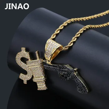 Iced Out Dollar Plug Gun Combo Necklace & Pendant Chain Charm Gold Silver color Cubic Zircon Men's Hip hop Jewelry For Gift
Iced Out Dollar Plug Gun Combo Necklace & Pendant Chain Charm Gold Silver color Cubic Zircon Men's Hip hop Jewelry For Gift