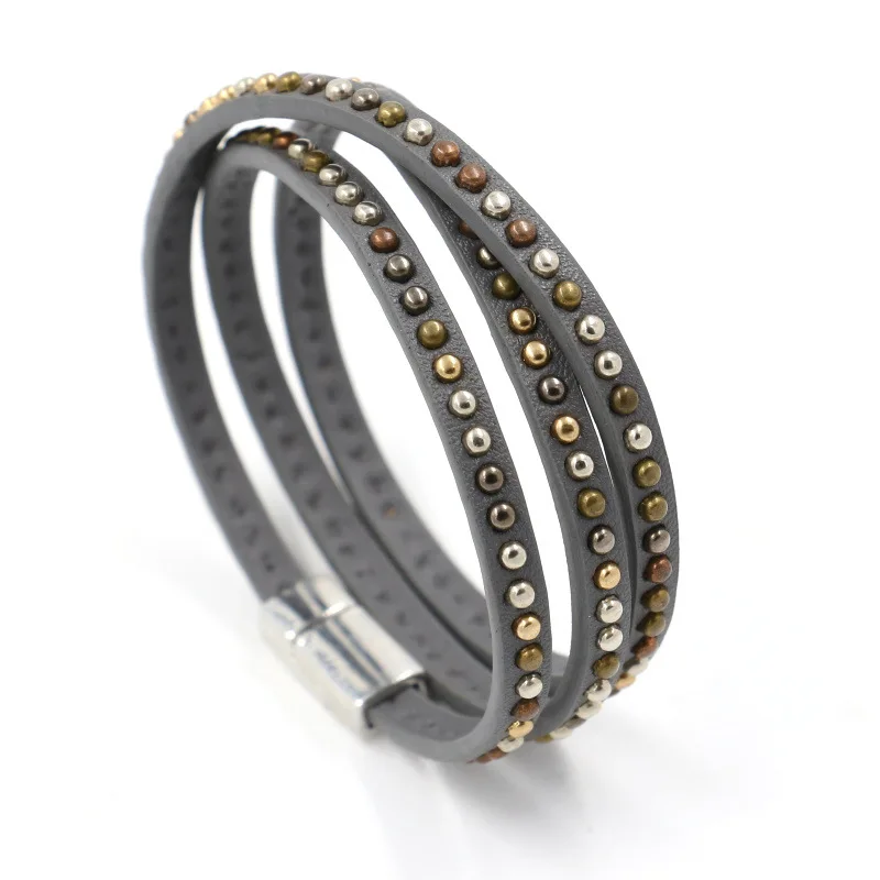 2018 Rushed Bileklik Bracelet Restoring Ancient Ways Punk Man Multilayer Pu Leather Bracelet With Four Color Rivet Women Long
2018 Rushed Bileklik Bracelet Restoring Ancient Ways Punk Man Multilayer Pu Leather Bracelet With Four Color Rivet Women Long