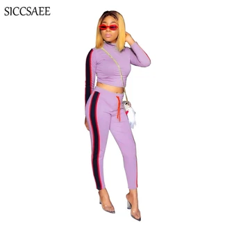 2018 Fall Purple Striped Side Ribbons Lace Up Open Back Crop Top Turtleneck 2 Piece Pants Suits Sexy Casual Outfits Sweat Suit
2018 Fall Purple Striped Side Ribbons Lace Up Open Back Crop Top Turtleneck 2 Piece Pants Suits Sexy Casual Outfits Sweat Suit