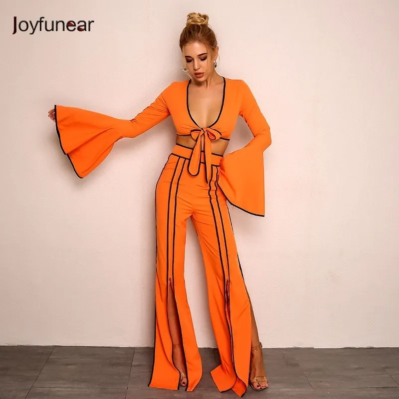 Joyfunear Autumn Splti Sexy Crop Top Two Piece Set Clothes Flare Sleeve Conjuntos Mujer Dos Bodycon Party 2 Piece Set Women 2019
Joyfunear Autumn Splti Sexy Crop Top Two Piece Set Clothes Flare Sleeve Conjuntos Mujer Dos Bodycon Party 2 Piece Set Women 2019