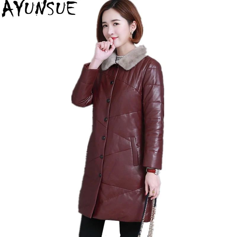 AYUNSUE 2019 Genuine Leather Women's Down Jacket Real Sheepskin Coats With Natural Mink Fur Collar Warm Winter Coat Women XQ8002
AYUNSUE 2019 Genuine Leather Women's Down Jacket Real Sheepskin Coats With Natural Mink Fur Collar Warm Winter Coat Women XQ8002