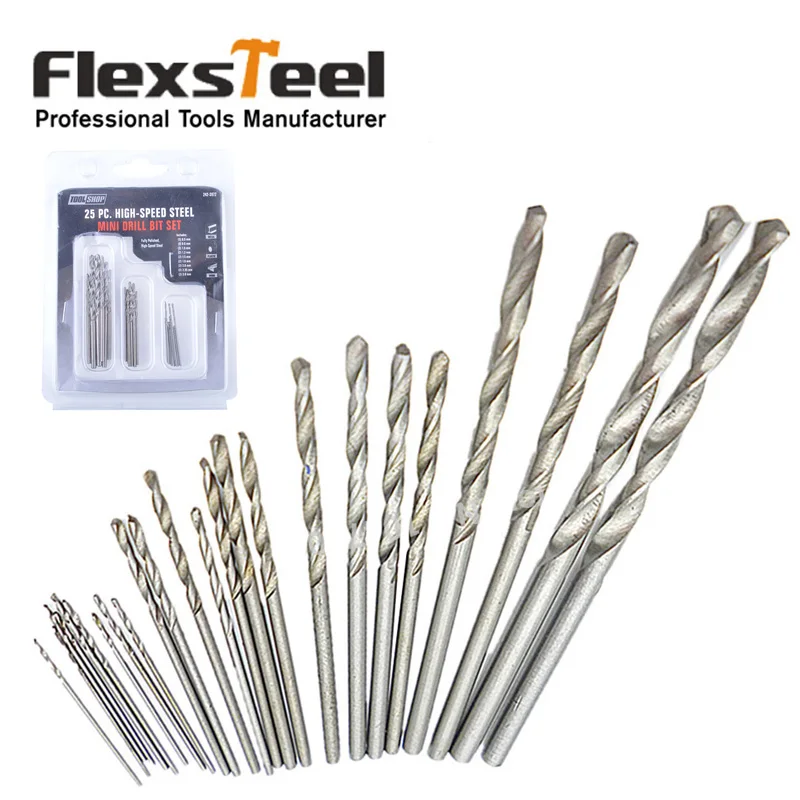 Flexsteel 25PCS HSS High Speed Steel Mini Manual Hand Twist Drill Bits Set 0.5MM-3MM
Flexsteel 25PCS HSS High Speed Steel Mini Manual Hand Twist Drill Bits Set 0.5MM-3MM