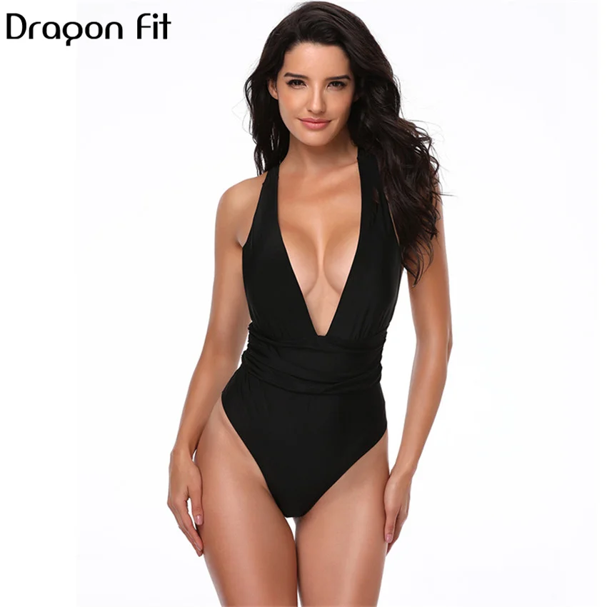 Женский купальный костюм Dragon Fit глубокий v-образный вырез бандаж купальник для
