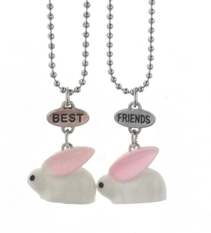 Детское ожерелье Best Friend белая Подвеска из смолы с милым Кроликом BFF 2 дружба