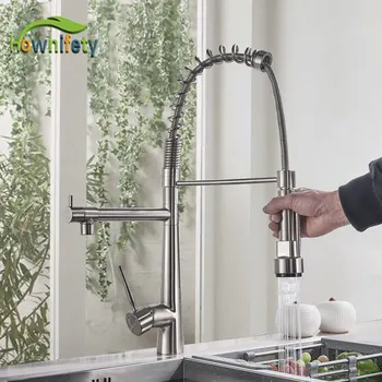 Brushed Nickel Kitchen Spring Faucet hot Cold Mixer Tap Deck Mount Rotatable Two spout Rotatable Kitchen Crane
Brushed Nickel Kitchen Spring Faucet hot Cold Mixer Tap Deck Mount Rotatable Two spout Rotatable Kitchen Crane