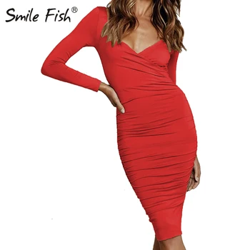 V-Neck Bodycon Women Dress Autumn Solid Draped Pleated Sheath Club Party Dresses Knee Length Elegant Bandage Sexy Dress GV652
V-Neck Bodycon Women Dress Autumn Solid Draped Pleated Sheath Club Party Dresses Knee Length Elegant Bandage Sexy Dress GV652