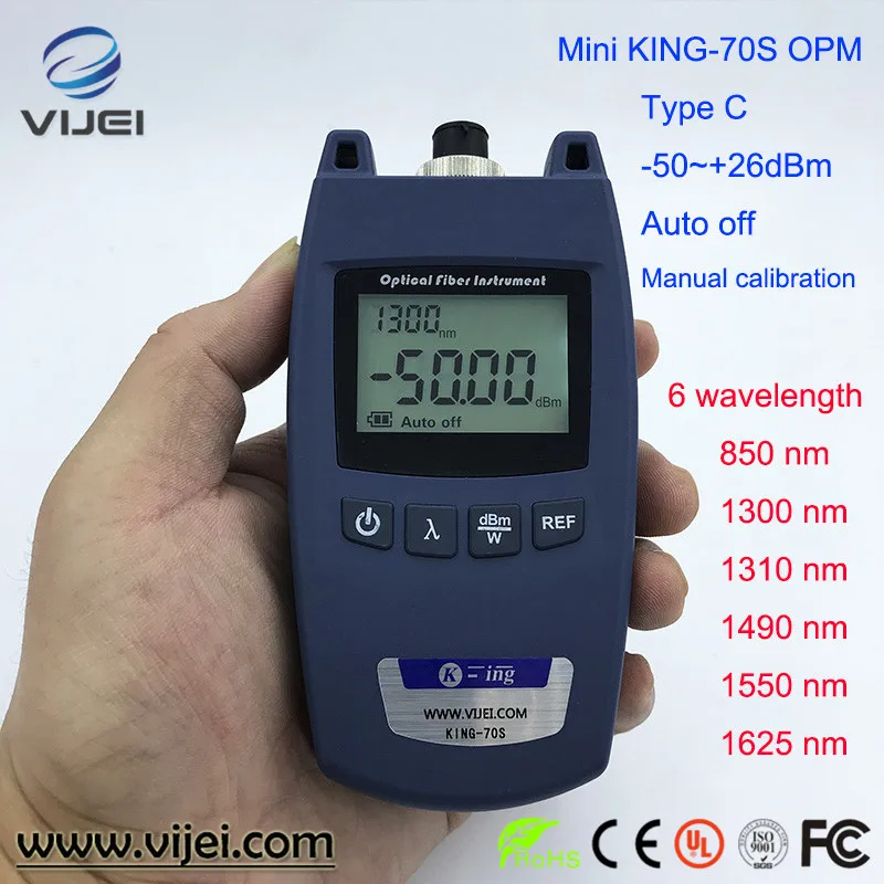 Mini Optical Power Meter King-70S Type A OPM Fiber Optical Cable Tester -70dBm~+10dBm SC/FC Universal interface C
Mini Optical Power Meter King-70S Type A OPM Fiber Optical Cable Tester -70dBm~+10dBm SC/FC Universal interface C