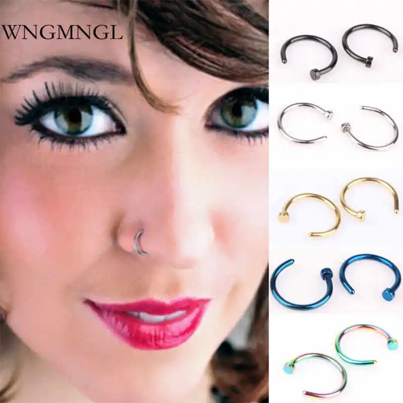 WNGMNGL New Fashion 5Pcs Stainless Steel Nose Open Hoop Body Piercing Studs 8mm 5 Colors For Women Men Small Thin Jewelry
WNGMNGL New Fashion 5Pcs Stainless Steel Nose Open Hoop Body Piercing Studs 8mm 5 Colors For Women Men Small Thin Jewelry