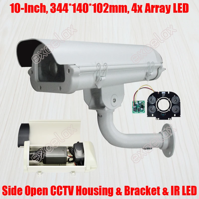 10" CCTV Camera Housing & Bracket & Array LED IR Board 344x140x102mm IP66 Waterproof Outdoor Enclosure - Zoom Box Bullet Camera
10" CCTV Camera Housing & Bracket & Array LED IR Board 344x140x102mm IP66 Waterproof Outdoor Enclosure - Zoom Box Bullet Camera
