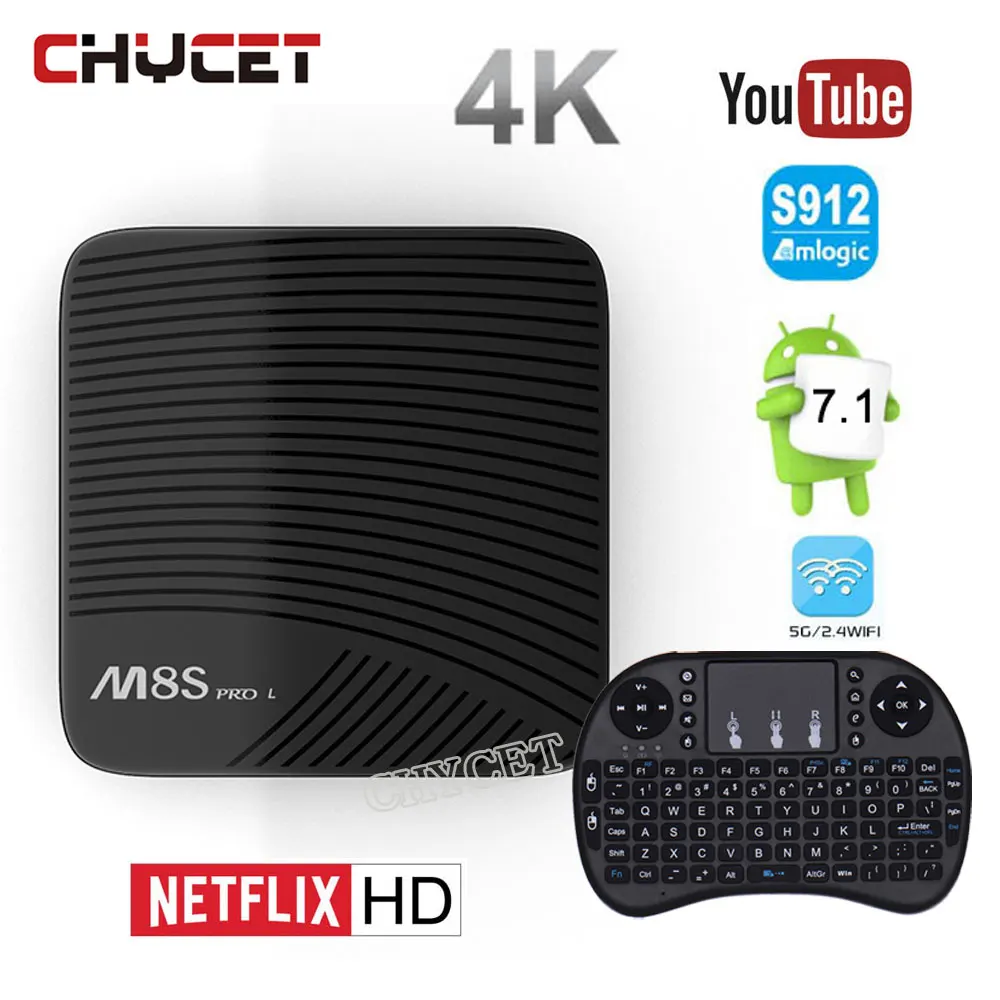 

M8S Pro L Android 7.1 TV Box Amlogic S912 Octa Core 3GB RAM 16GB/32GB ROM 4K HD Smart Set Top Box Wifi BT LAN HDMI Media Player