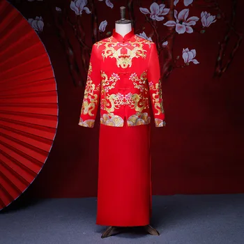 male red cheongsam toast costumes grooms dress jacket long gown traditional Chinese style wedding Qipao men embroidery tang suit
male red cheongsam toast costumes grooms dress jacket long gown traditional Chinese style wedding Qipao men embroidery tang suit