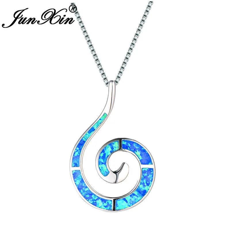 JUNXIN Ocean Blue White Fire Opal Conch Pendant Wave Necklaces For Women 925 Sterling Silver Filled Spiral Choker Female Jewelry
JUNXIN Ocean Blue White Fire Opal Conch Pendant Wave Necklaces For Women 925 Sterling Silver Filled Spiral Choker Female Jewelry