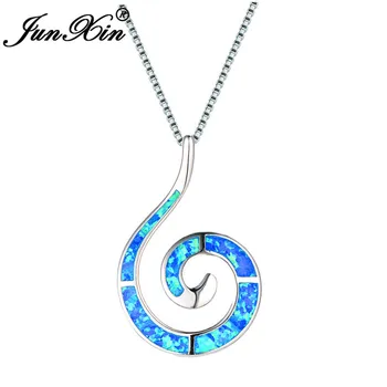 JUNXIN Ocean Blue White Fire Opal Conch Pendant Wave Necklaces For Women Silver Color Spiral Choker Female Jewelry
JUNXIN Ocean Blue White Fire Opal Conch Pendant Wave Necklaces For Women Silver Color Spiral Choker Female Jewelry